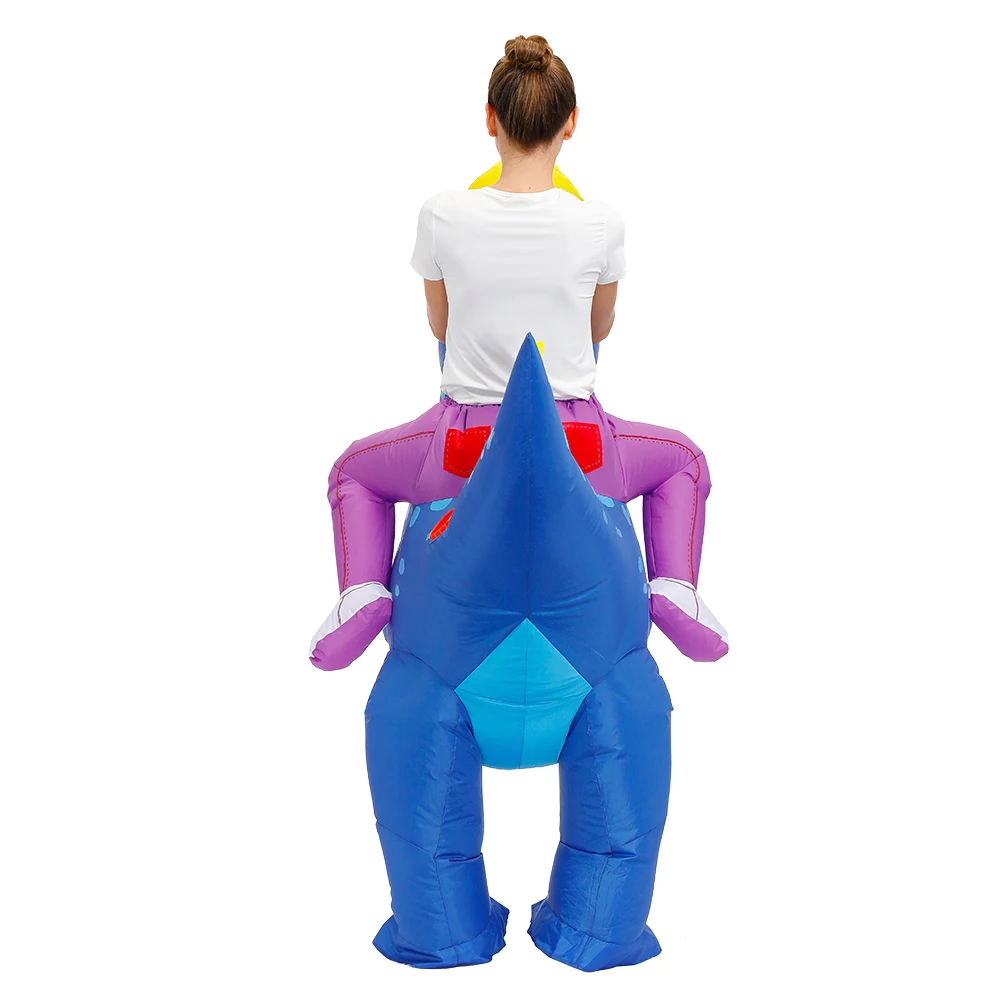 

New Purim Dinosaur Inflatable Costumes Halloween Cosplay Costume Blue T-rex Mascot Party Role Play Disfraz for Adult Kids