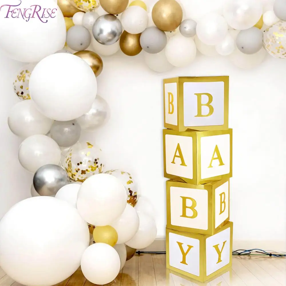 FENGRISE золотая коробка декор для вечеринки в честь рождения ребенка украшение