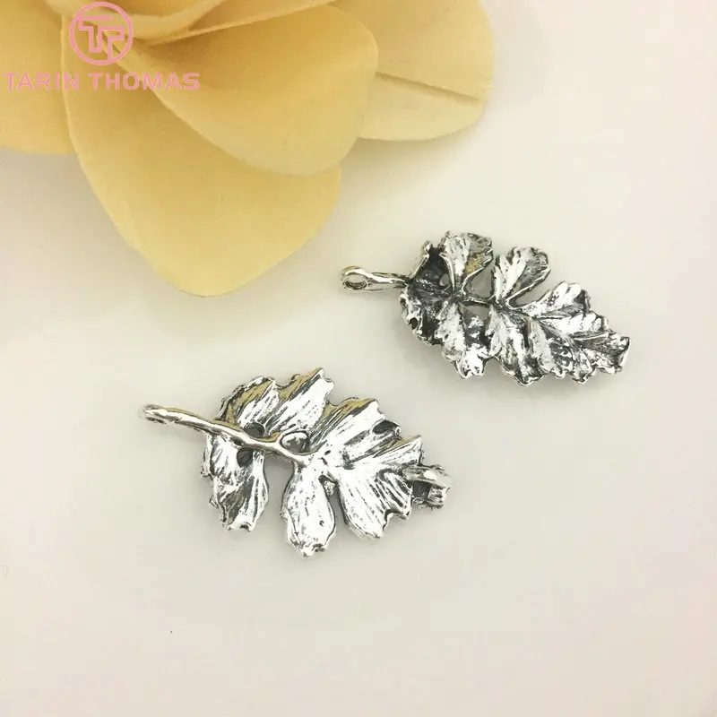 Подвески в виде листьев из цинкового сплава 31*18 мм 6 шт. подвески с отверстием для