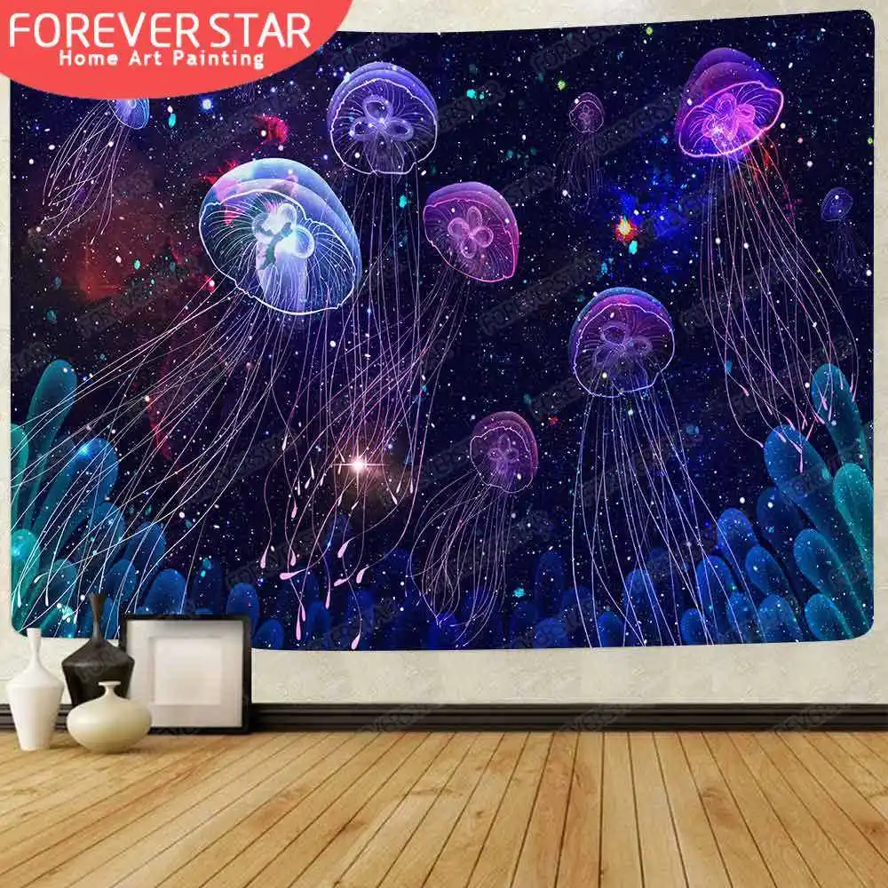 

NEW Mushroom Forest Tapestry Psychedelic Sea Jellyfish Art Wall Hanging Tapestries for Living Room Home Dorm Decor