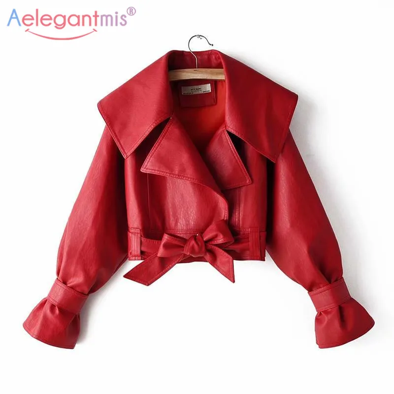 Куртка Aelegantmis женская из искусственной кожи модная уличная мотокуртка