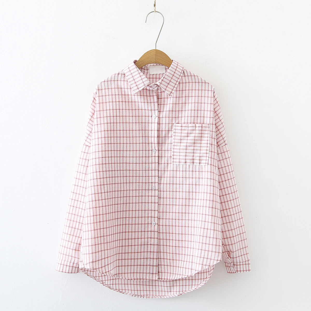 

Летние женские блузки, шифоновые рубашки-поло, Повседневная рубашка, Свободный Топ в клетку, топы с принтом, женская блузка с длинным рукаво...