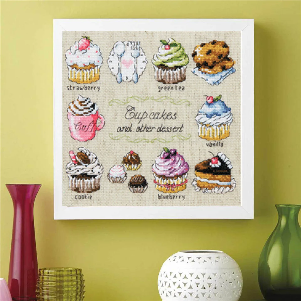 Чашка торты десерт DIY ремесло Стич крест пакет стежка хлопок ткань рукоделие