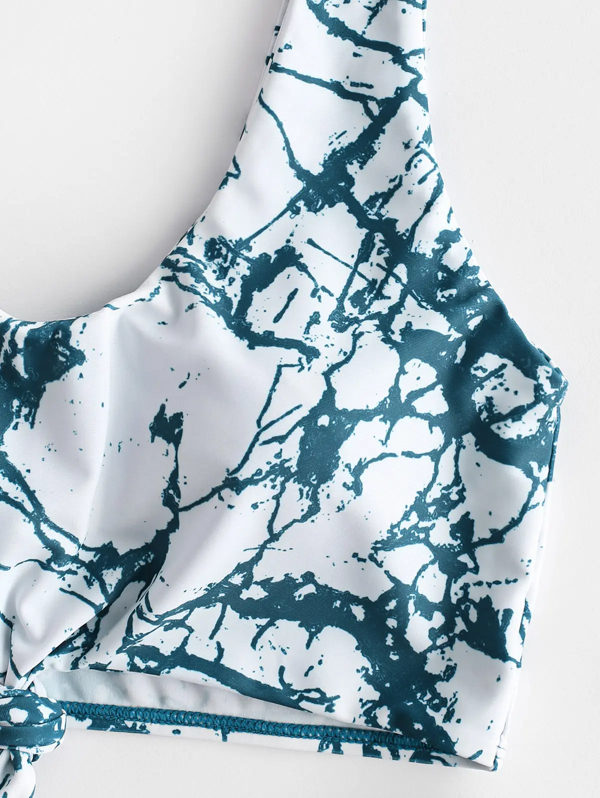 Сплошной купальник-танкини с высокой талией и мраморным принтом | Женская одежда