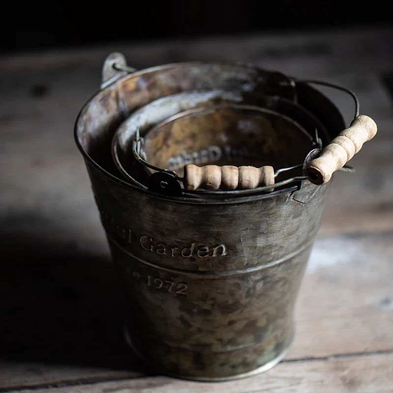 Винтажные Кованые железная посуда портативный цветочный горшок в английском