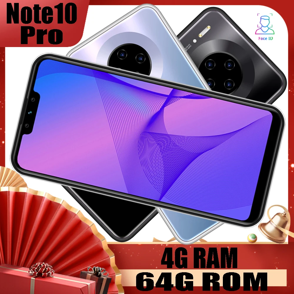 Note10 Pro 6 26 дюймовые смартфоны 4G RAM 64G ROM 13 МП IPS android Мобильные телефоны распознавание