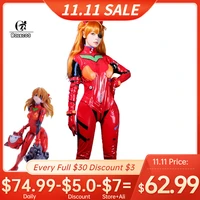 rolecos anime eva cosplay costume eva asuka langley soryu cosplay costume sexy jumpsuit women red bodysuit halloween headwear
