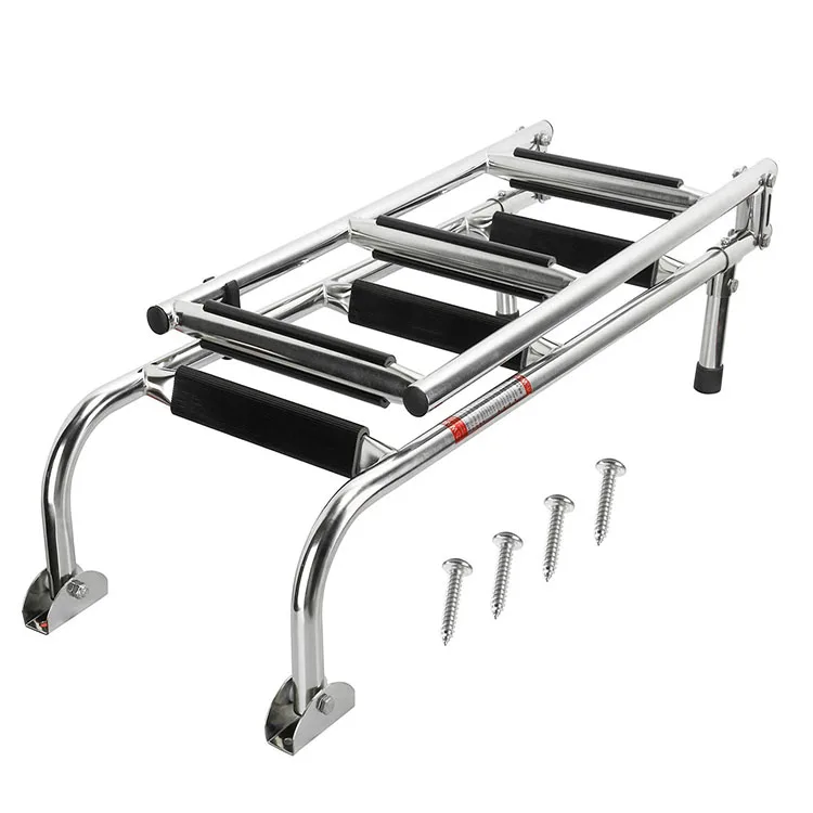

Foldable folding Stainless Steel 6 Steps boat Ladder Stern Mount w Rubber Grips for Marine Boat Yacht
