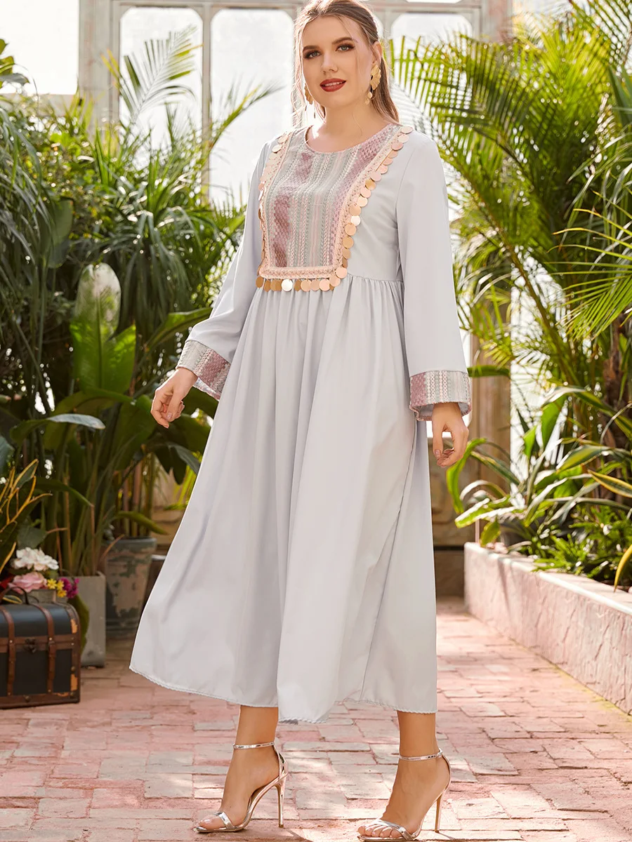 

Ramadan Turkey India Muslim Dress Women Sequins Abaya Duabi Arabic Vestidos Moroccon Kaftan Islamic Clothing Jilbab Gown Robe