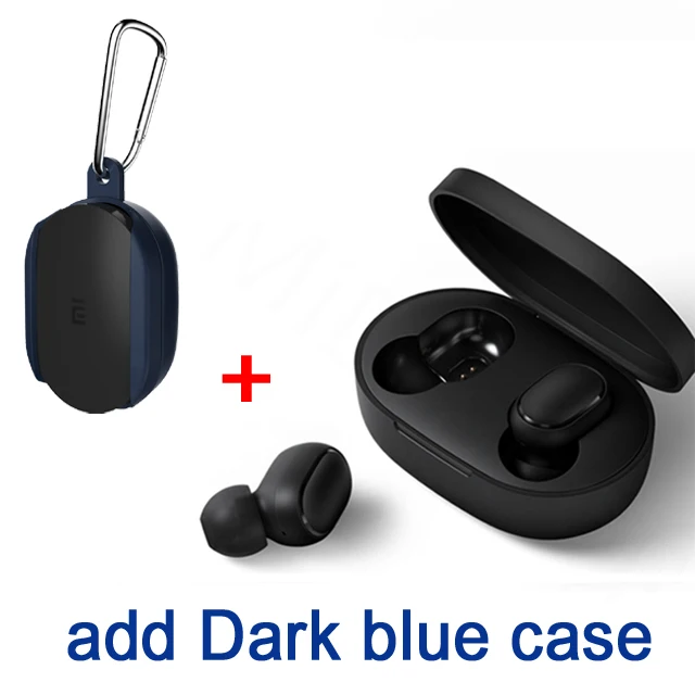 add dark blue case Xiaomi Redmi Airdots TWS Bluetooth наушники стерео бас BT 5,0 Eeadphones с микрофоном Handsfree Наушники управление AI - Цвет: add dark blue case