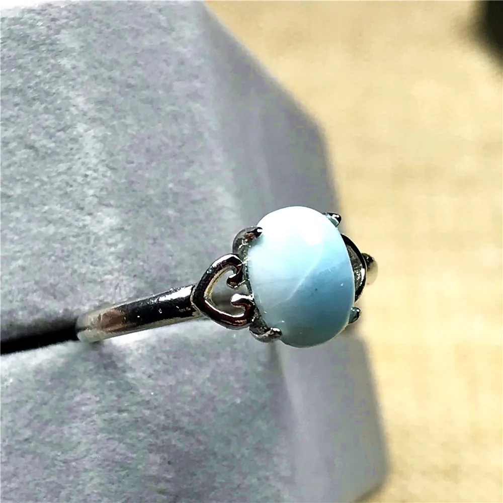 Кольцо с натуральным синим ларимаром 7 Х5 мм ювелирные изделия для женщин и мужчин