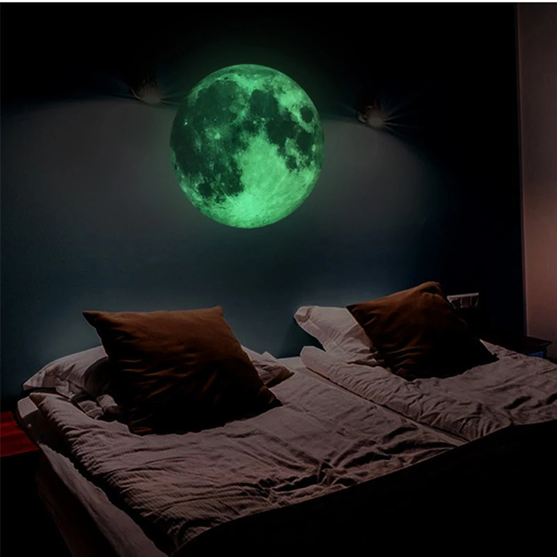 DIY 30 см Световой Луна стены Стикеры для детской комнаты украшения Съемный ПВХ