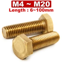 din933 m4 m5 m6 m8 m10 m12 m14 m16 m20 brass hexagonal machine screws copper bolts hexagon head screws threaded hw207 120pcs