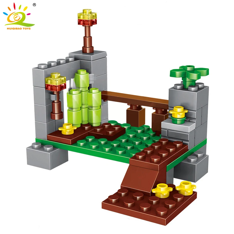 HUIQIBAO 284 шт город мой мир строительные блоки режим Шахта Стив 4 фигурки кирпичи