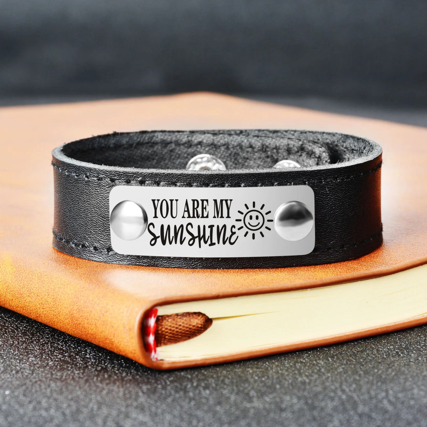 Personalized Stainless Steel Bracelet Custom Engrave Men Genuine Leather Wide Wristband Bangles Punk Jewelry ID Name | Украшения и