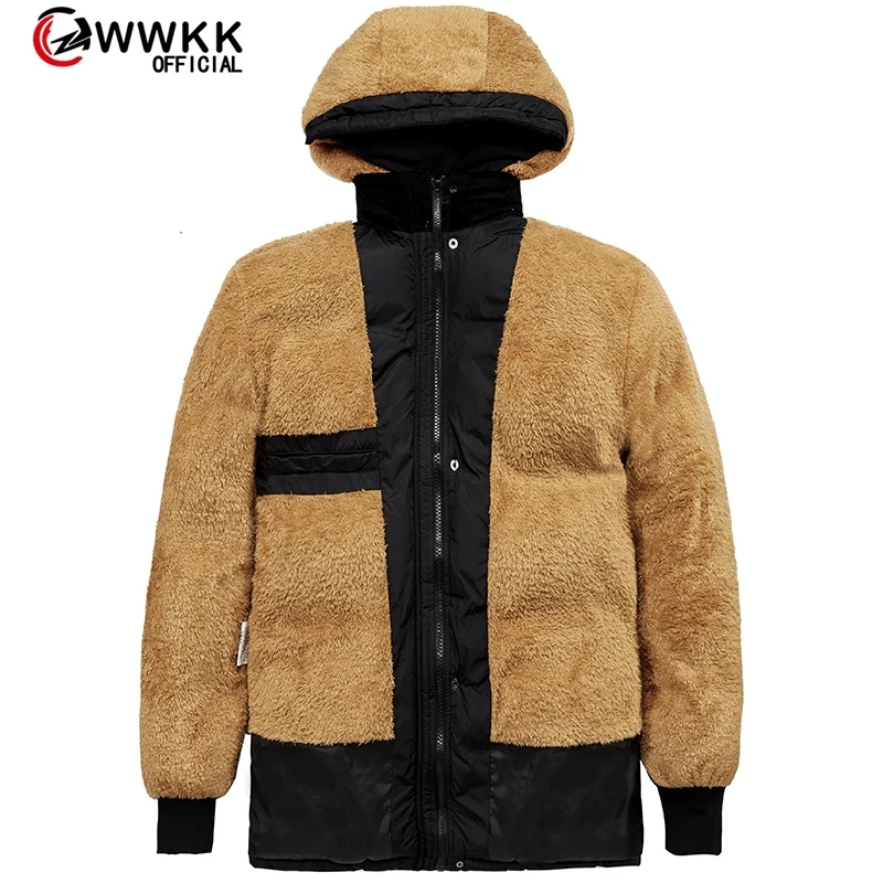 Мужской деловой пуховик WWKK длинный толстый однотонный модная верхняя одежда для