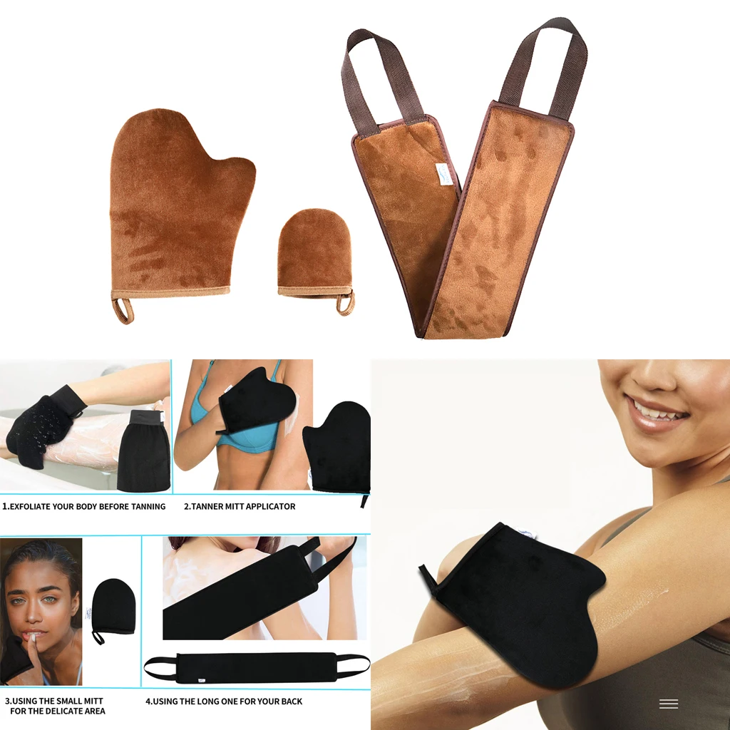 

3 in 1 Tanning Mitt Self Applicator Set Face Tan Mitt Tanner Glove Tools