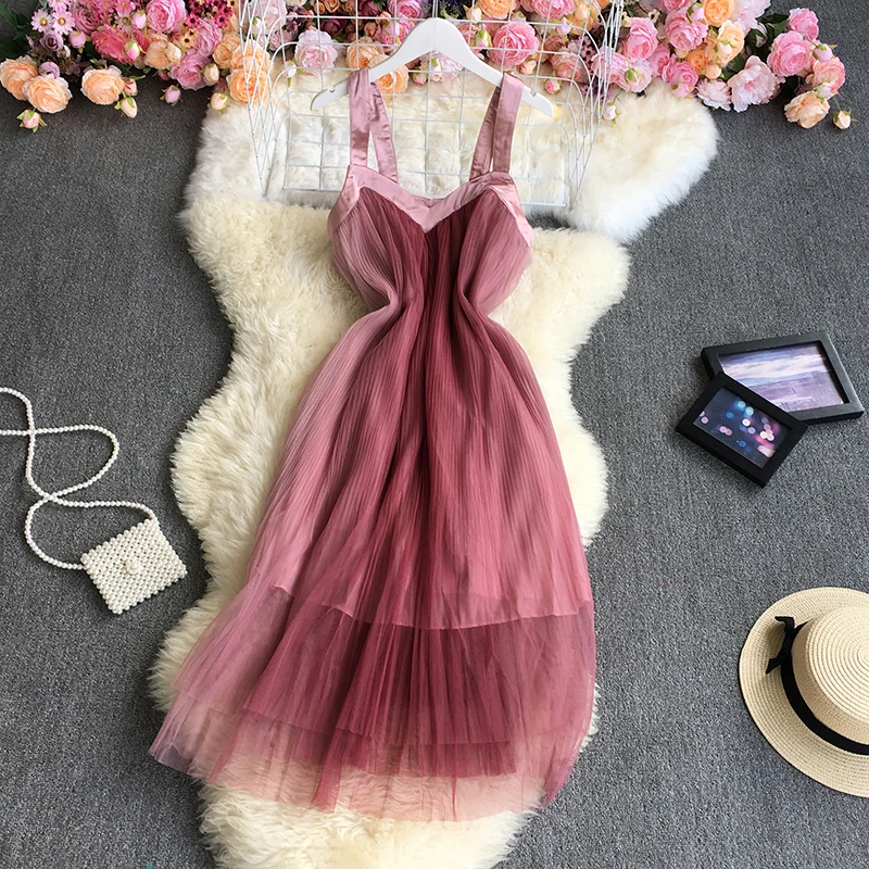 

Новинка лета 1804, женское платье с небольшим градиентным дизайном, Сетчатое платье со складками и ремнем для культивации морали