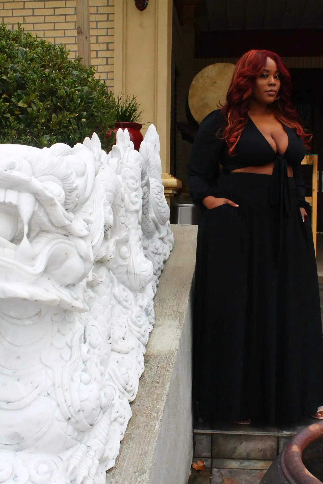 

New Summer Plus Size Women's Clothing Pure Color Loose Ribbon Long-Sleeved Top Stretch Waist Long Skirt Plus Size Dress Two-Piec