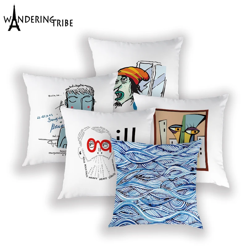 

Abstract Character Pillow Case Cartoon Taste Decorative Cushion Cover Van Gogh Pillows Cases 45*45Cm Sofa Cushions Covers Kissen