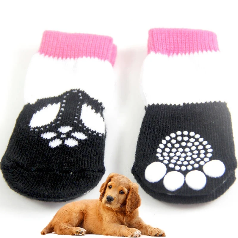 4 шт. милые носки для собак зимние принадлежности животных теплая обувь