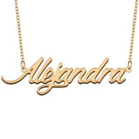 alejandra name necklace for women stainless steel jewelry 18k gold plated alphabet nameplate pendant femme girlfriend gift