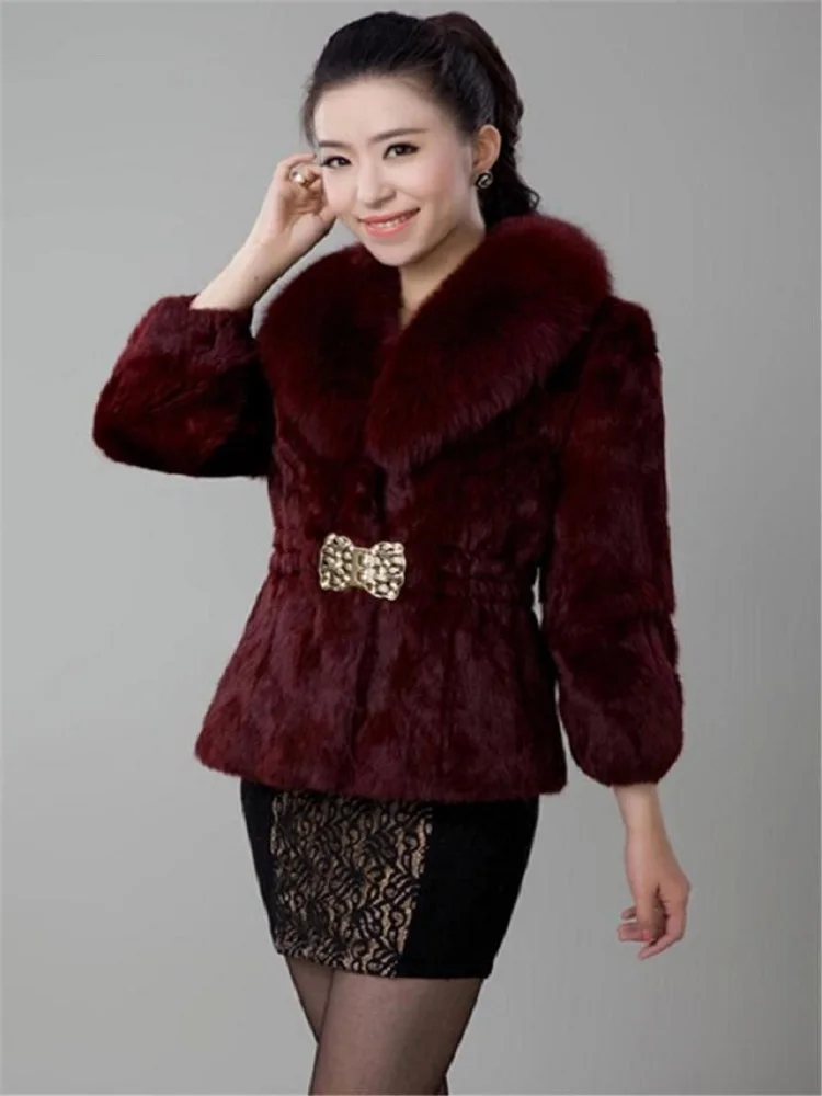 

Fur coat women's 2020 new autumn and winter Korean version of imitation rex rabbit fur fox fur collar short slim coat
