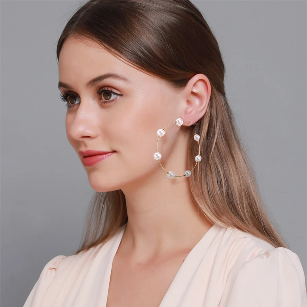 2020 новые жемчужные большие круглые серьги-кольца для женщин и девушек