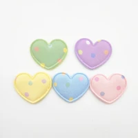 50pcslot 3 52 8cm padded print dot cloth heart appliques for diy hat clothes leggings sewing supplies hair clip decor patches