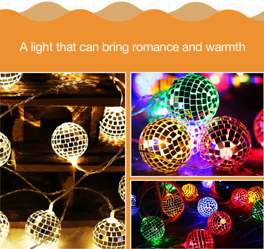 Светодиодная гирлянда зеркальный шар диаметр 4 см украшение для бальной комнаты