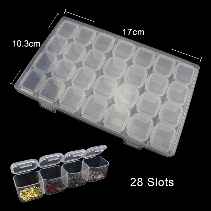 Съемная 28 прозрачные сетки для дизайна ногтей пустая коробка хранения ювелирных