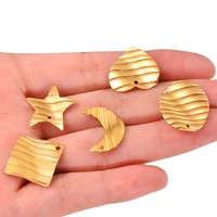10pcslot stainless steel gold moon heart star charms pendants for diy earrings making findings accessories