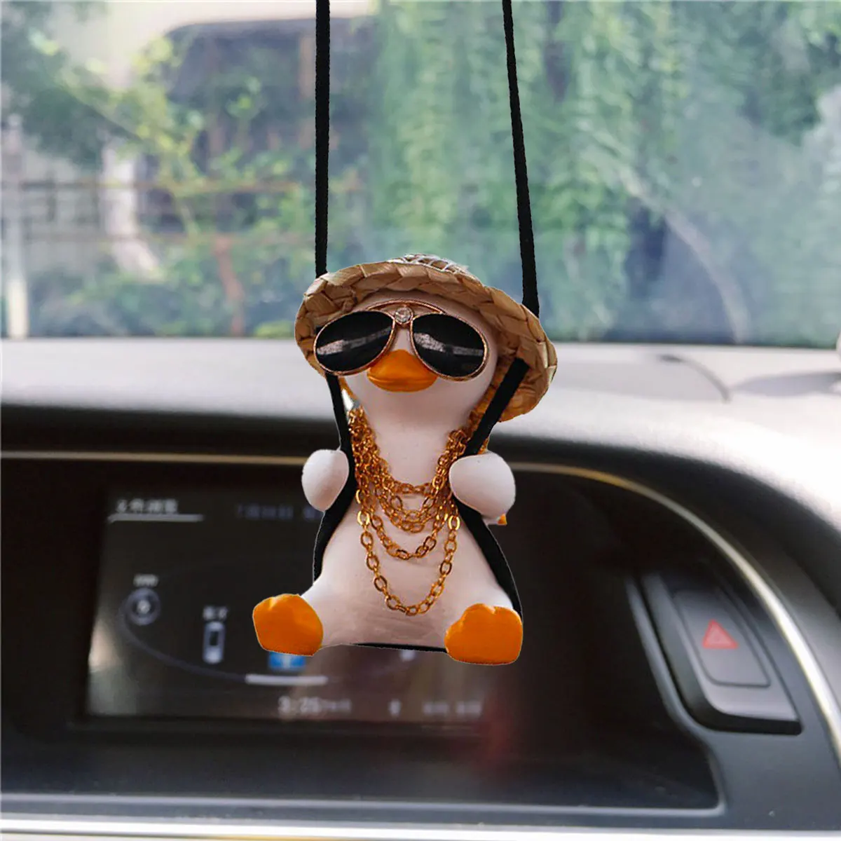 

Car Hanging Ornament Cute Swinging Duck Funny Swinging Duck Car Pendant with Lanyard Car Interior Accessory Home Decoration