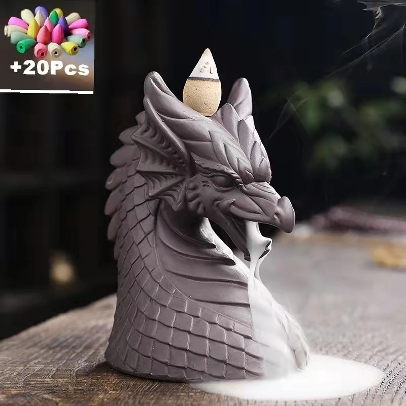 

Incense Burner Handmade Ceramic Dragon Backflow Creative Waterfall Incense Holder Censer Use to living room Office Teahouse