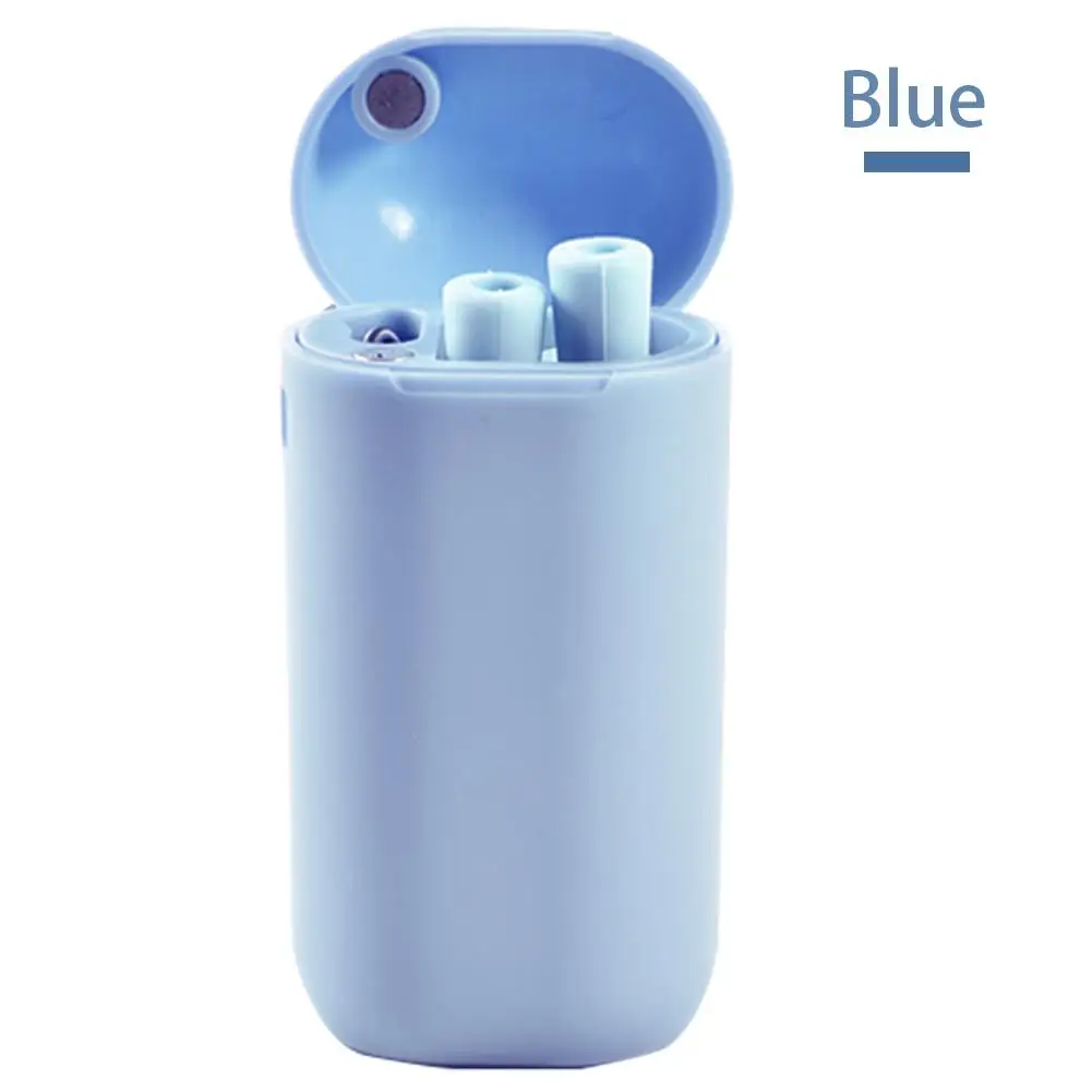 Blue 1 шт. Силиконовый складной стакан соломинки телескопические многоразовые складные соломы с чистящей щеткой силиконовая трубочка с футляром для хранения - Цвет: Blue