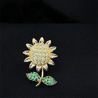 mini lovely sunflower brooch womens anti light button pin zircon daisy high grade temperament shirt collar pin accessories