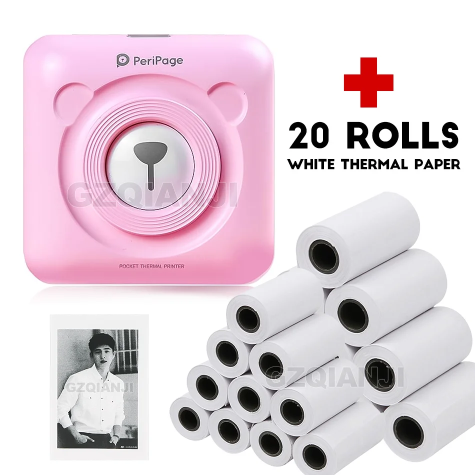 Pink-20-ROLLS Pape Фото портативный термальный Bluetooth 58 мм мини беспроводной POS Термальный фотопринтер для Android IOS мобильный телефон - Цвет: Pink-20-ROLLS Pape