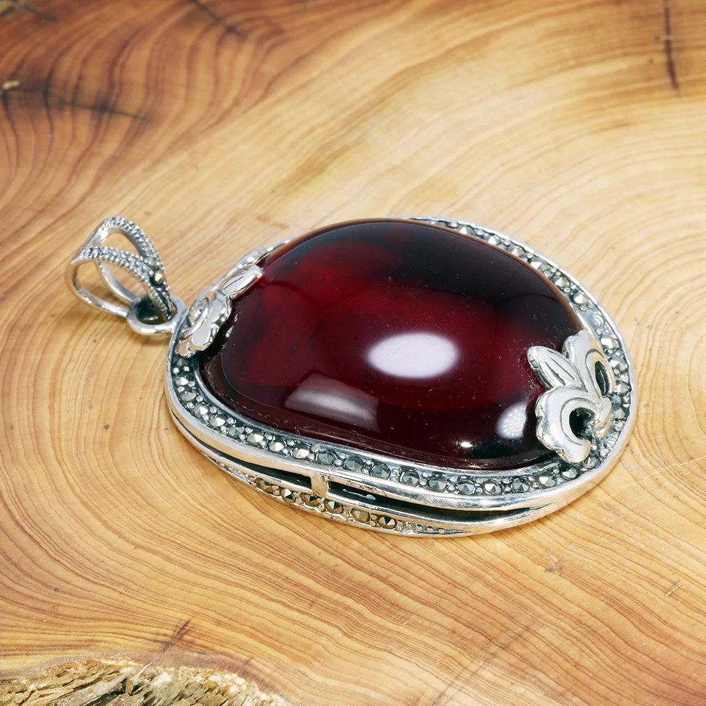 Женский кулон из серебра 925 пробы с гранатами|Подвески| |