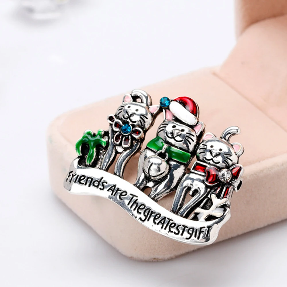 Рождественская брошь с котом милые ювелирные изделия аксессуары для одежды