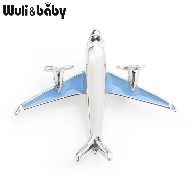 blue Wuli&baby, красные, синие эмалированные броши в форме самолета для женщин и мужчин, сплав самолета, Повседневная брошь для вечеринки, булавки, подарки на год - Окраска металла: blue