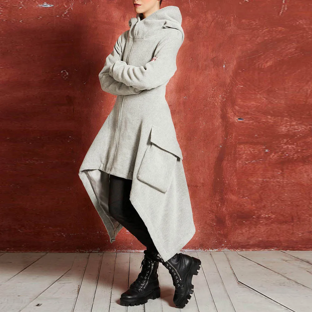 Куртка женская осенне-зимняя повседневная толстовка на молнии Асимметричная