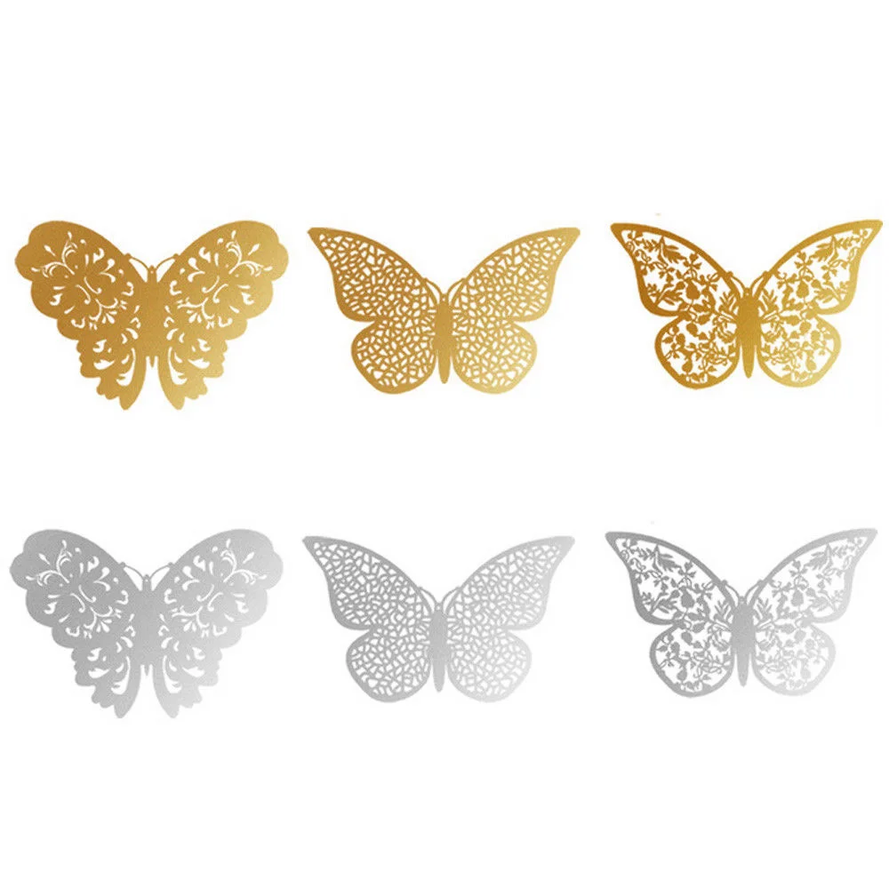 Настенные наклейки обои бабочки Форма дисплей окно золото серебро бумага 3D