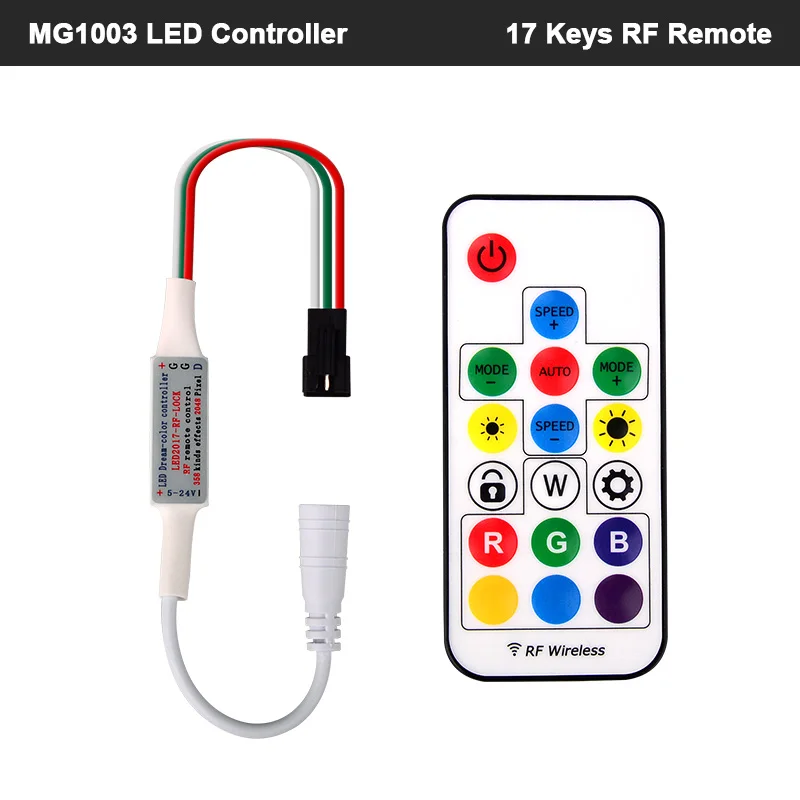 Фото Контроллер для светодиодных лент Pixel Led Strip SP105E SP601E SPI RGBIC с Bluetooth, музыкальным и радиочастотным пультом ДУ для светодиодных лент WS2811 WS2812B SK6812, DC5V-24V №3