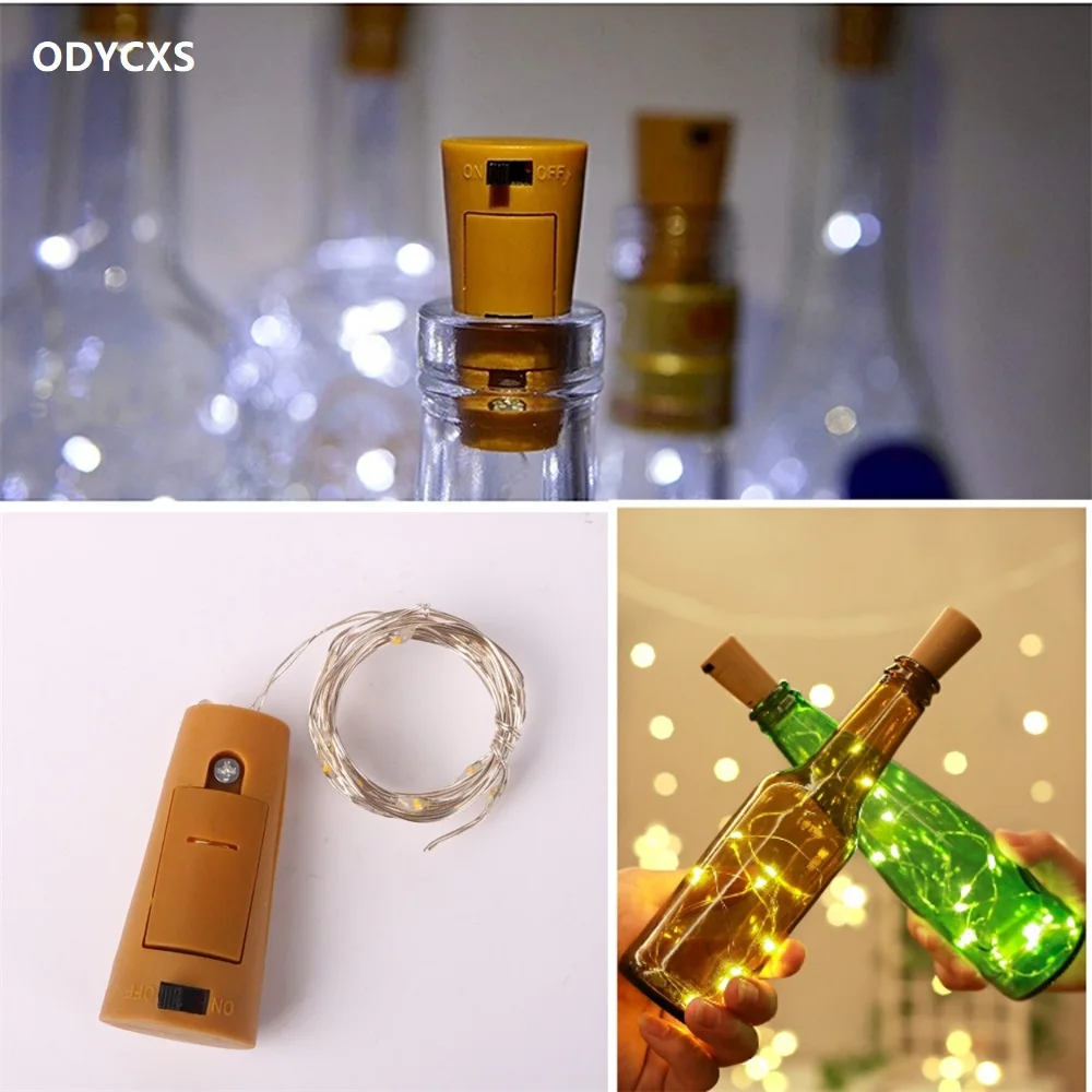

1M 2M 3M LED Copper Wire Light String LR44 Button Battery Wine Cork Light String Proposal Garland Christmas Birthday Decoration