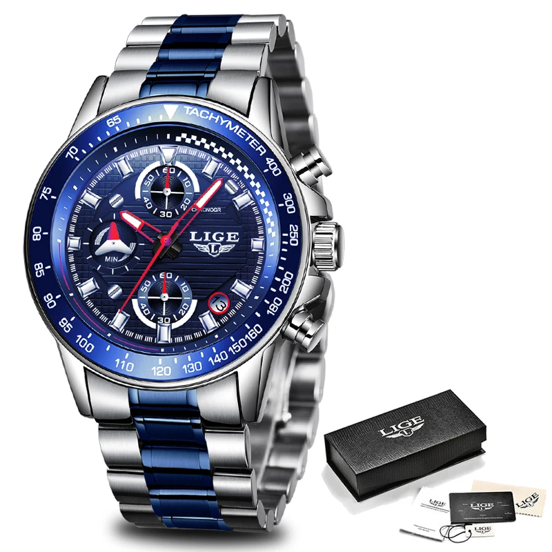 Часы LIGE мужские классические кварцевые водонепроницаемые | Наручные часы