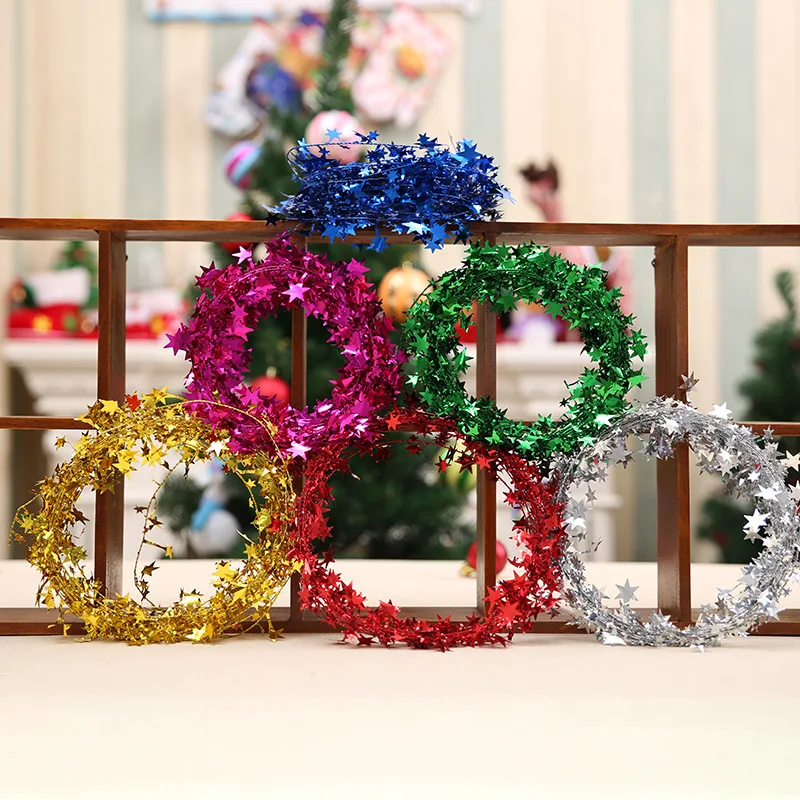 

Multi-color Christmas Rattan Garland Decoration Hotel Shopping Mall Christmas Tree Hanging Color Strip Plastic Little Pentagram