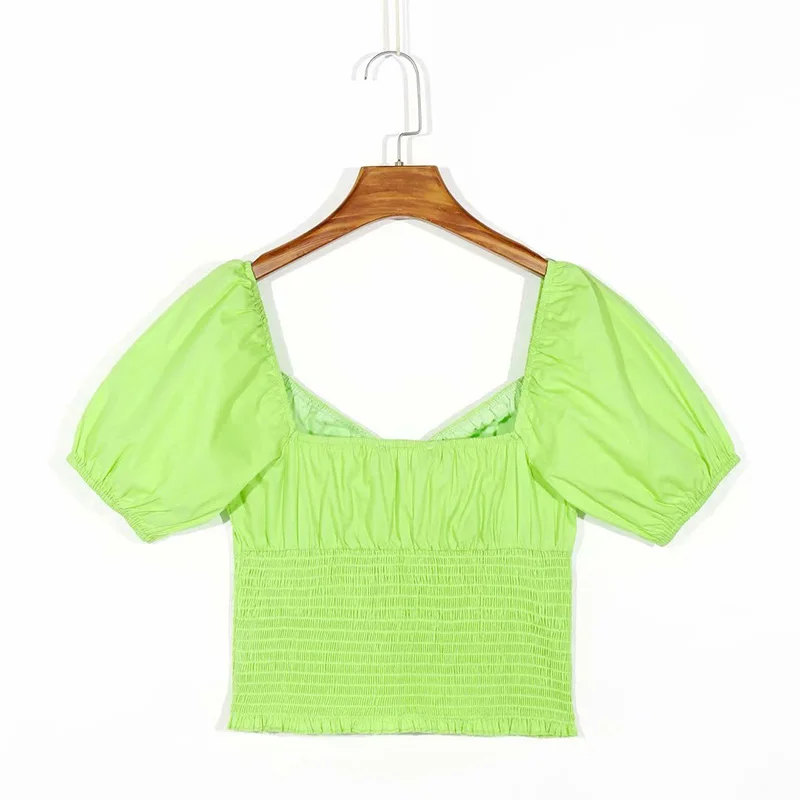 

Women's short-sleeved solid color top summer slim sexy short top