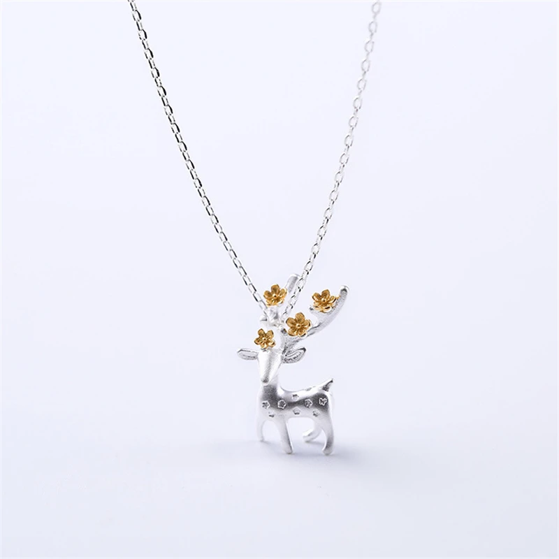 Модные серебряные подвески с оленем ожерелья цепочкой S925 ожерелье животными для