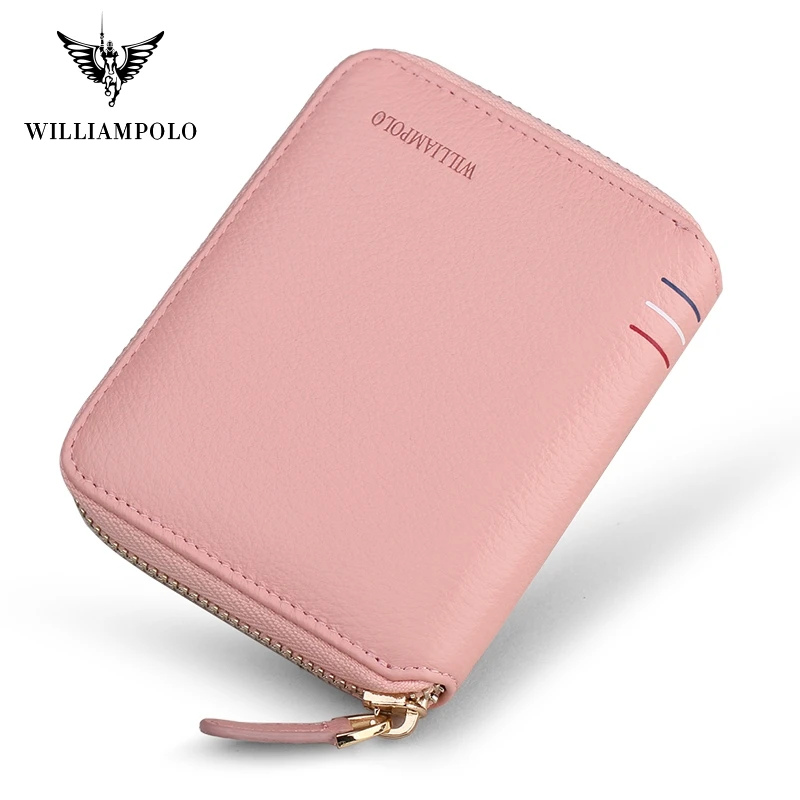 Женский и мужской кошелек из натуральной кожи WILLIAMPOLO удобный на молнии с