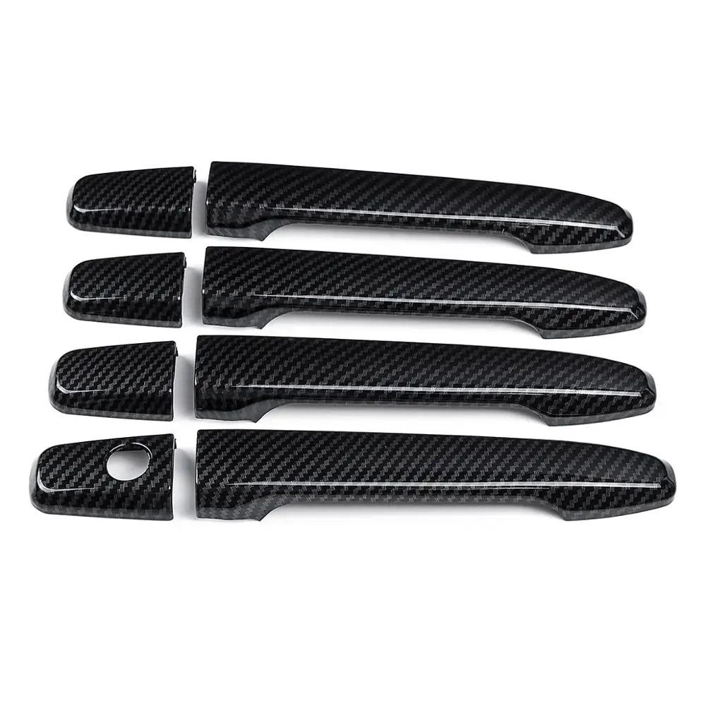 carbon fiber style Автомобильный 8 шт. набор ABS углеродное волокно черная Дверная ручка Крышка для Mitsubishi Outlander ASX Lancer 2008-2012 Автомобильная рамка наклейка Стайлинг - Цвет: carbon fiber style
